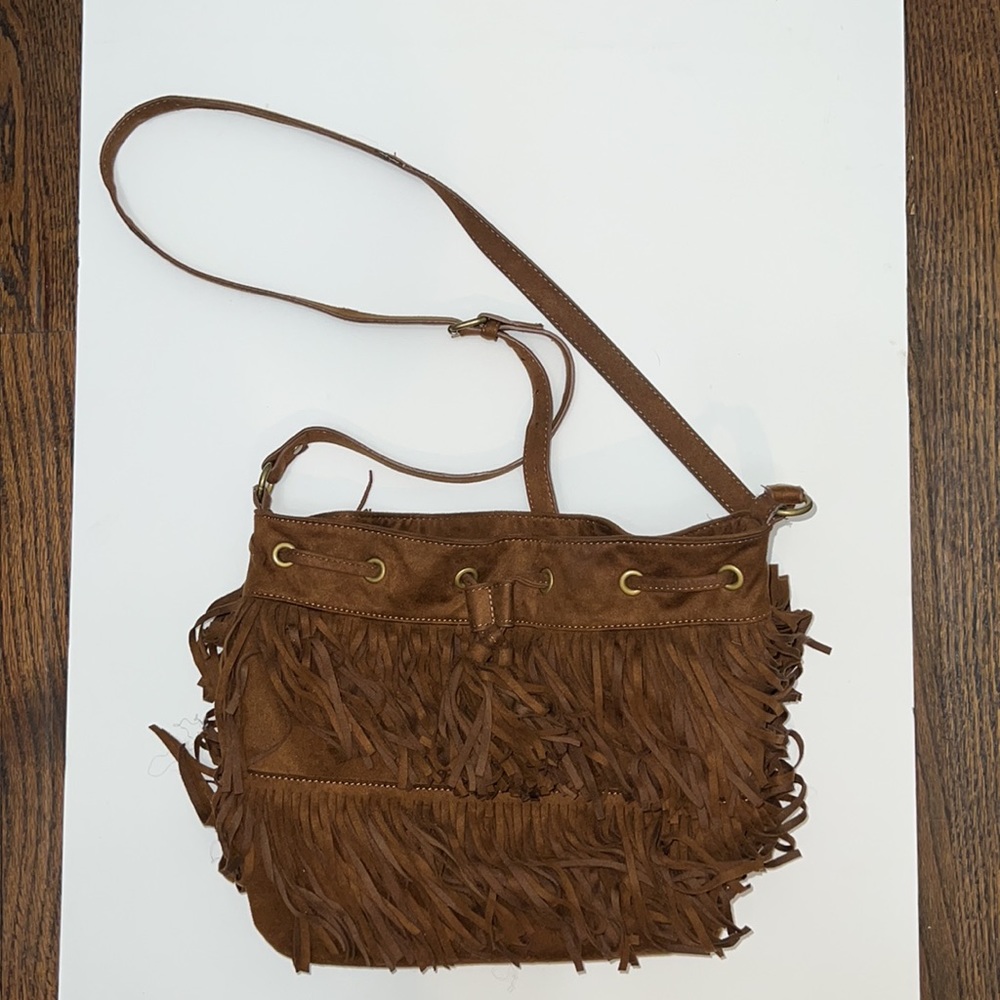 Express - Faux Suede Fringe Tassel Bag